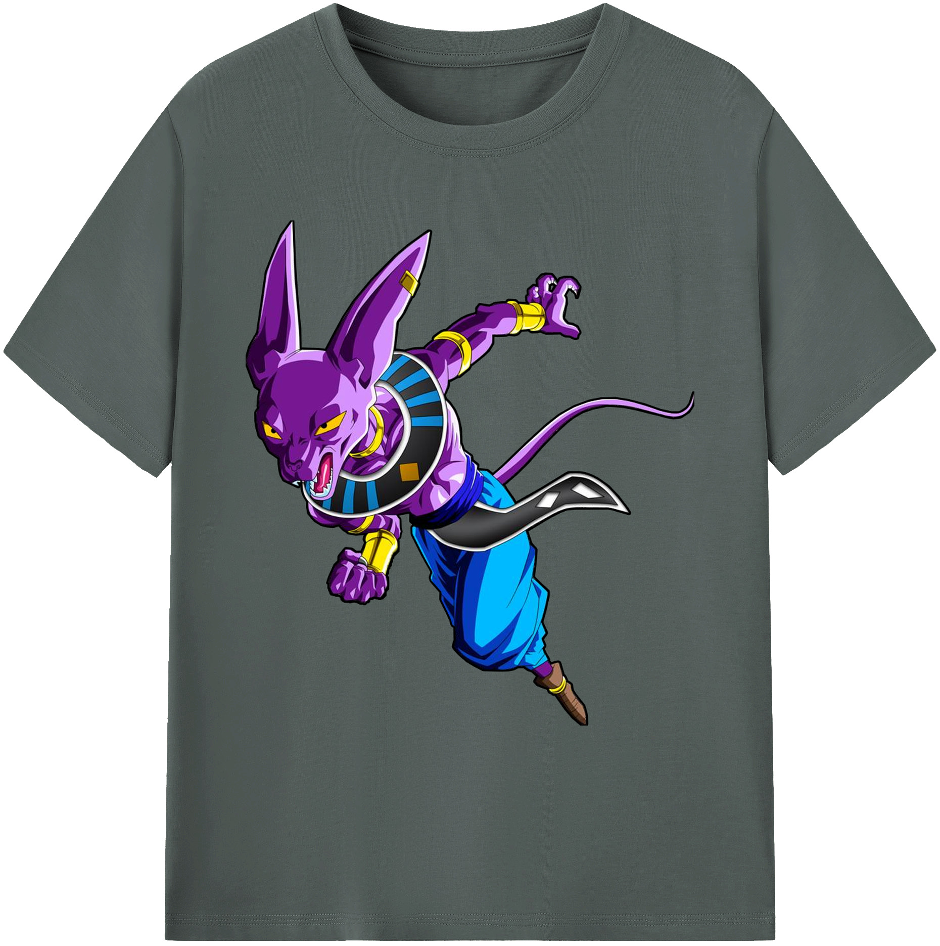 （画像用） ドラゴンボール ビルス 破壊神ビルス DRAGON BALL Beerus Birusu 綿100％ メンズ半袖Tシャツ｜肌触りやわらか＆通気性